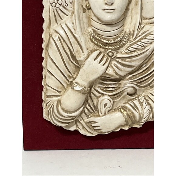 Replica A Palmyrene Lady Model Plaster On Wood Plaque 5”x6” Unique Art Wall Hang - Picture 3 of 4